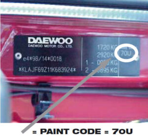 Код фарби Daewoo